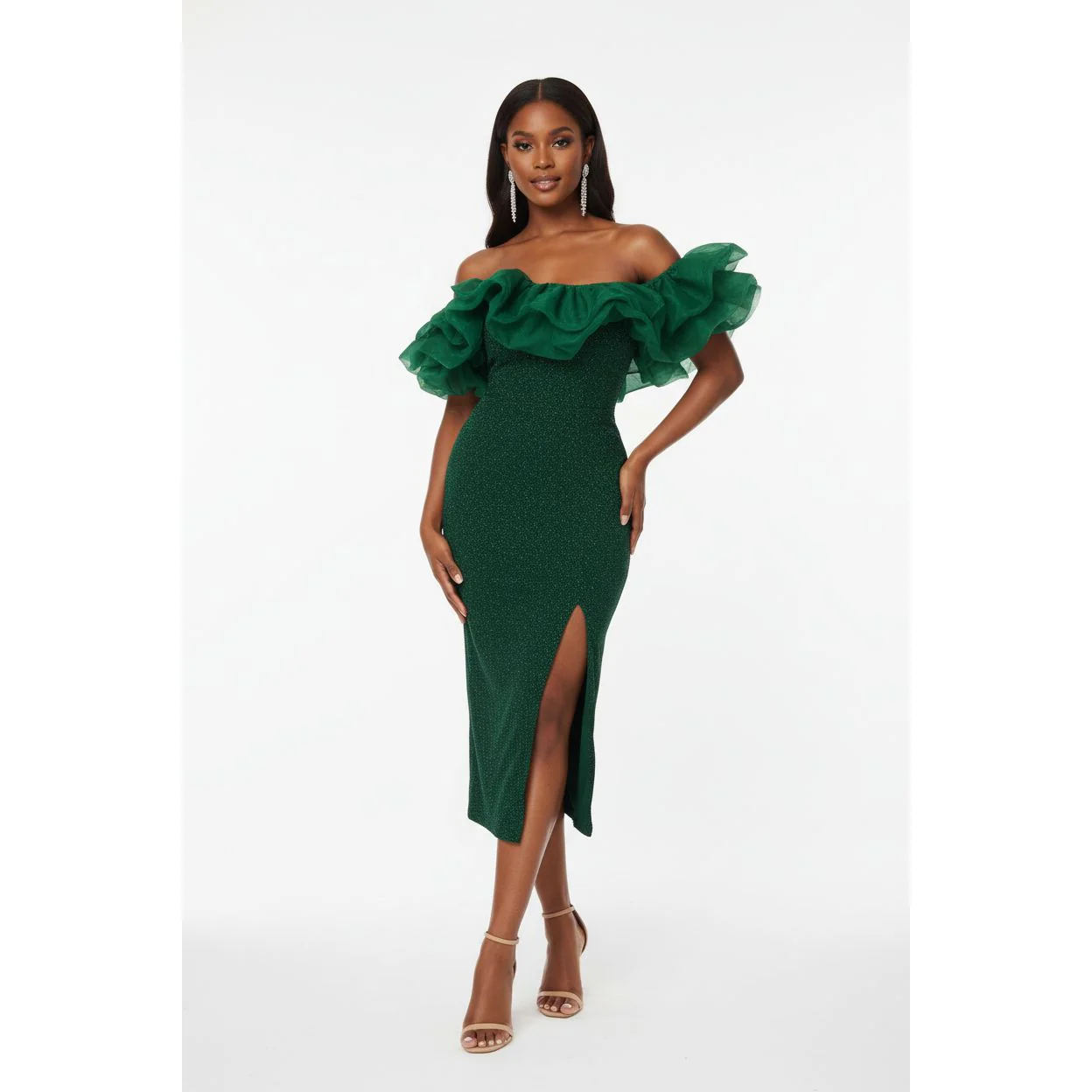 Off-Shoulder Sequins Short Prom Dress With Slit Party Gowns - Image 2