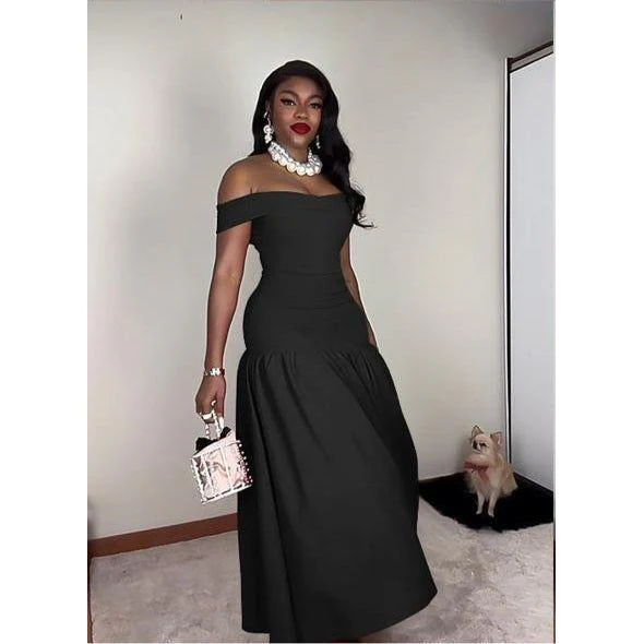 Off-Shoulder Sleeveless Corset Maxi Dress. - Image 3