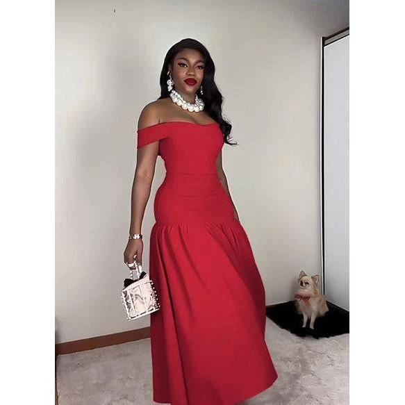 Off-Shoulder Sleeveless Corset Maxi Dress. - Image 4
