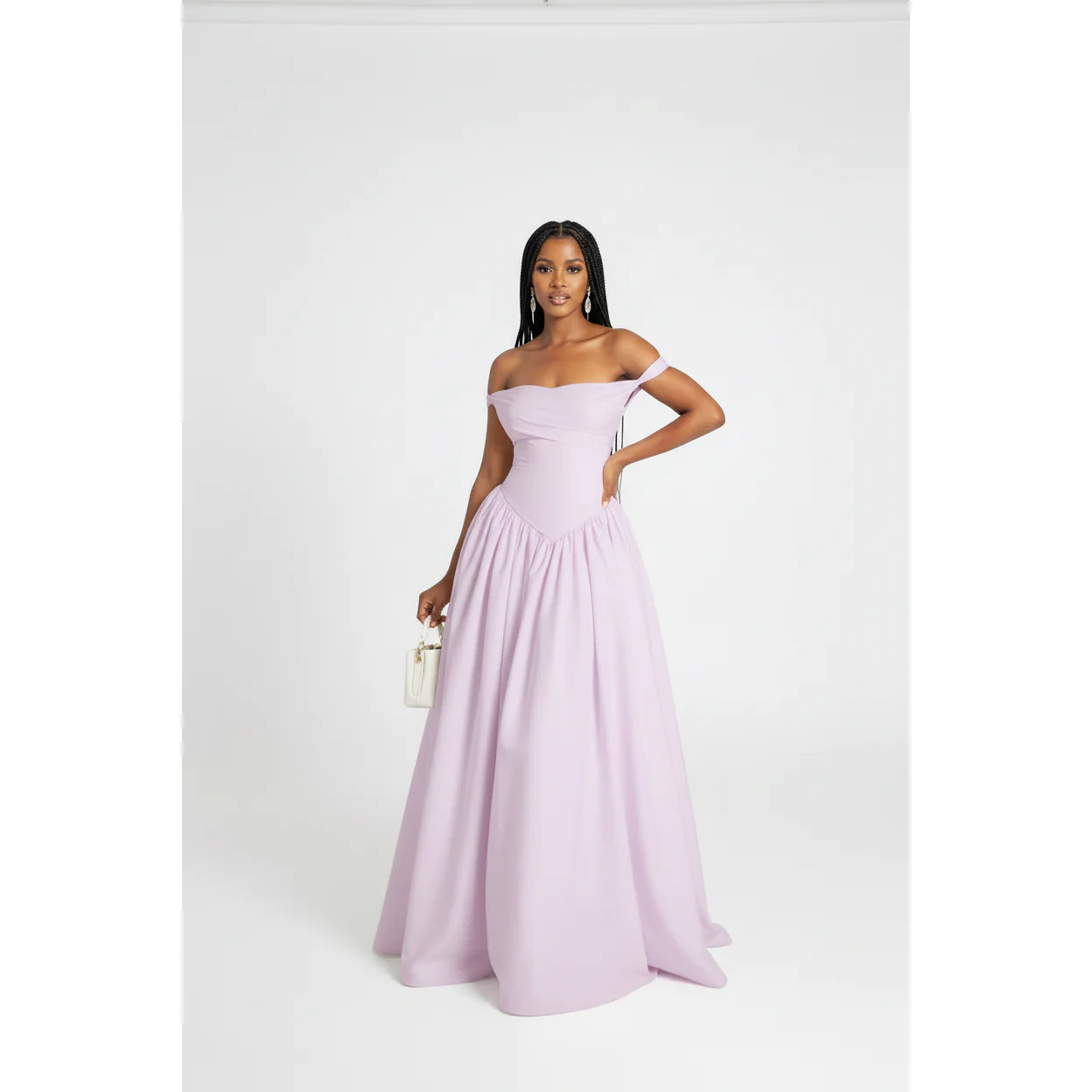 Pleated Off-Shoulder Spaghetti Lace Up Maxi Dress. - Image 4