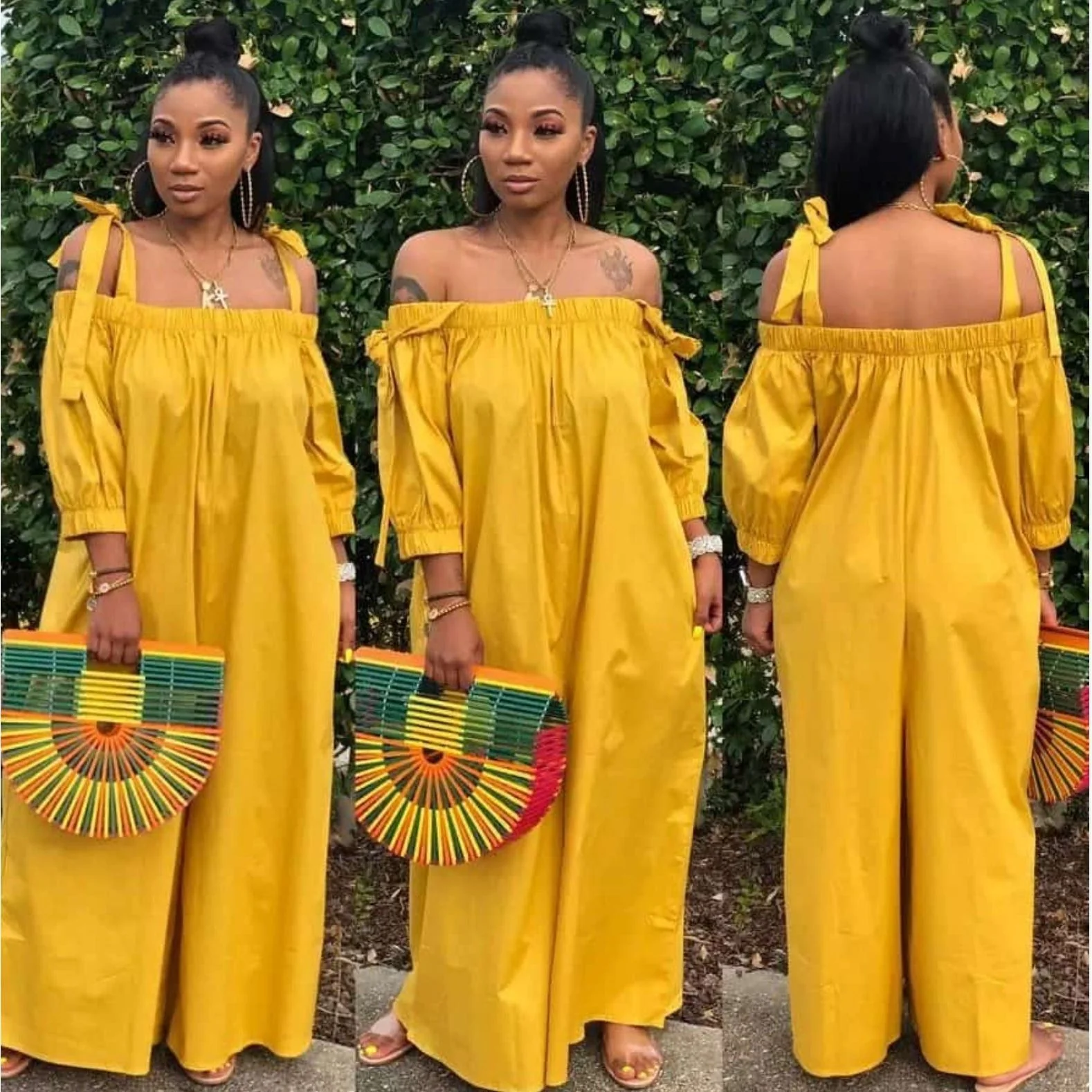 Off-Shoulder Wide-Leg & Casual Loose Jumpsuit. - Image 4