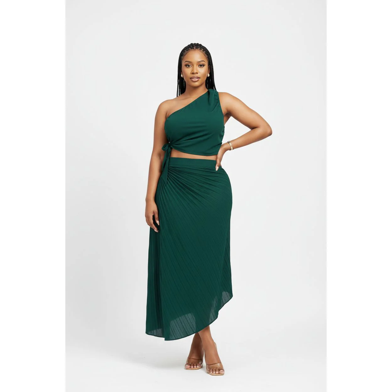 One Hand Crop Top & Skirt Set - Image 2