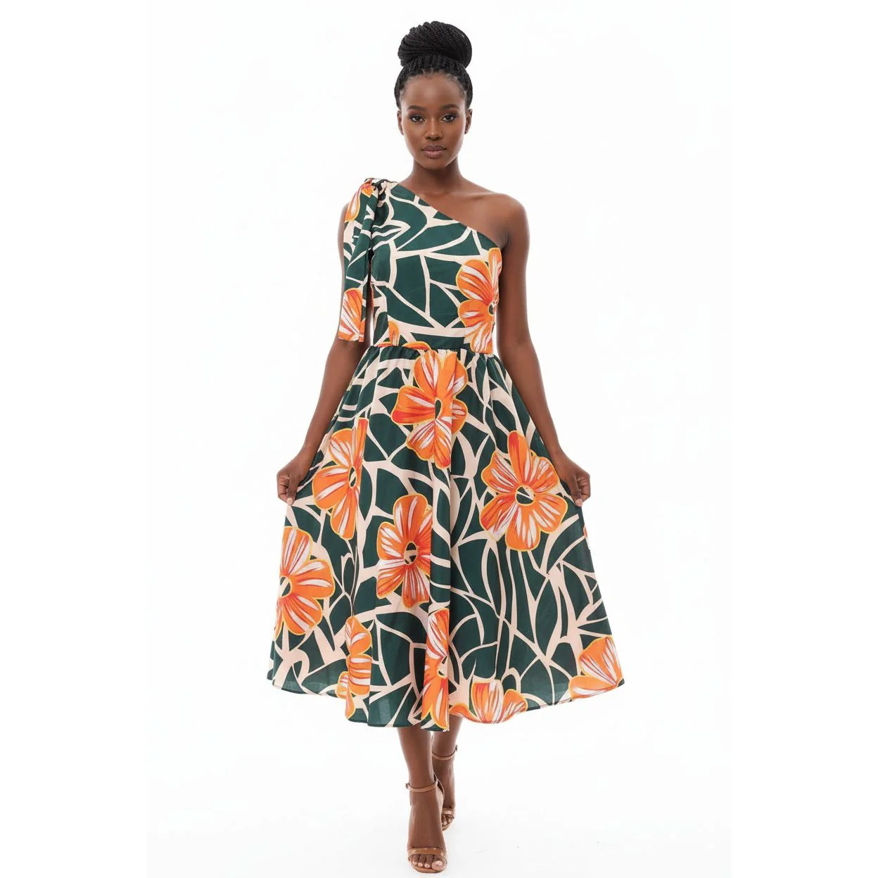 One Hand Off Shoulder Floral Dress - Image 3