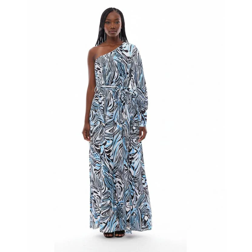 One Hand Off Shoulder Floral Maxi Dress - Image 2