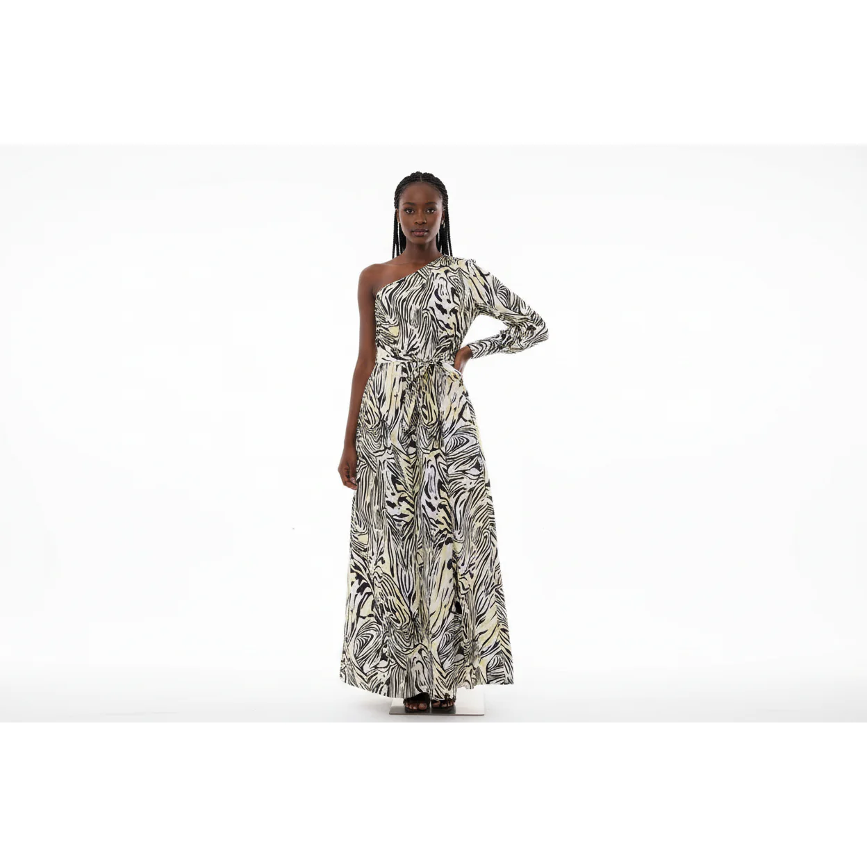 One Hand Off Shoulder Floral Maxi Dress - Image 4