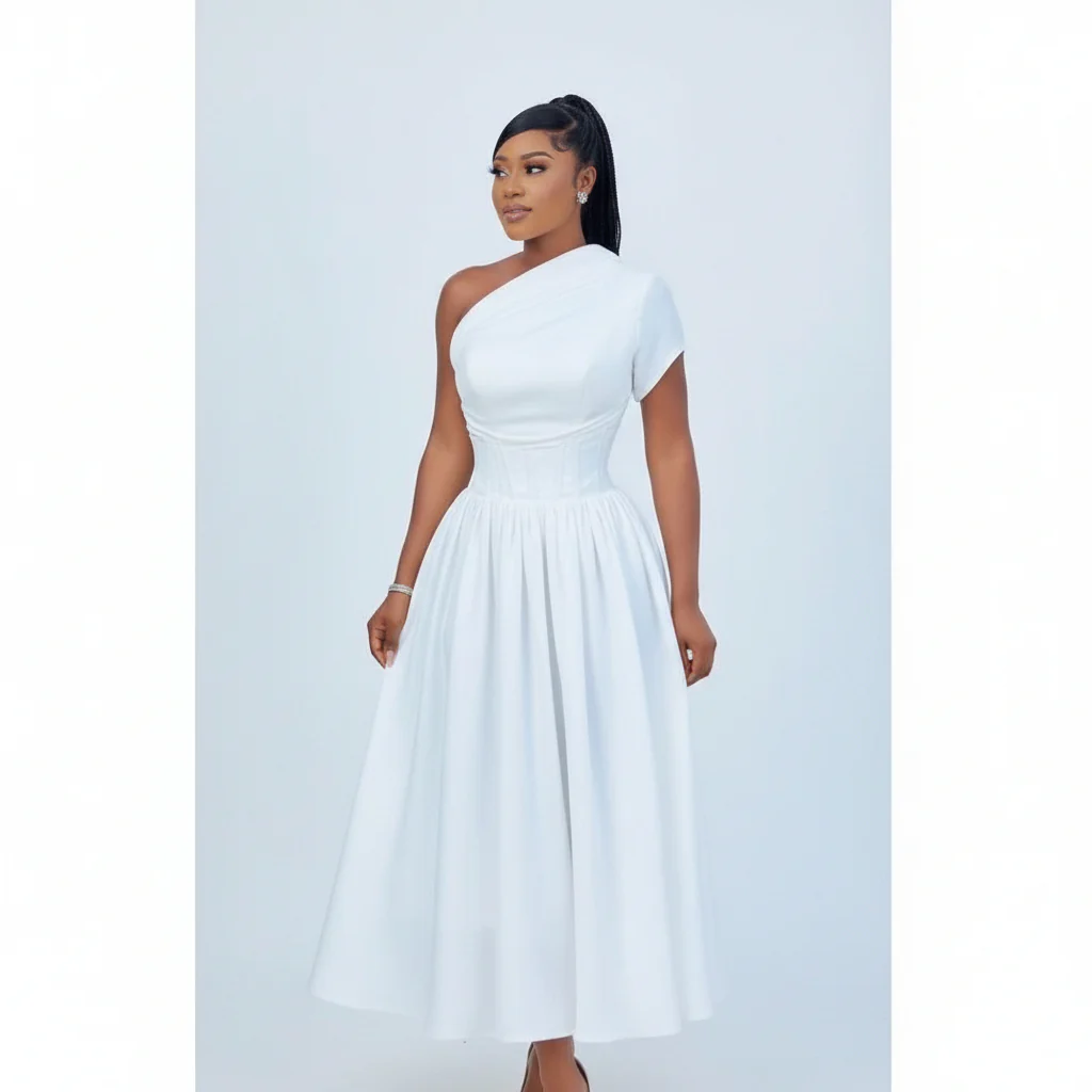 ONE HAND OFF SHOULDER  MAXI DRESS