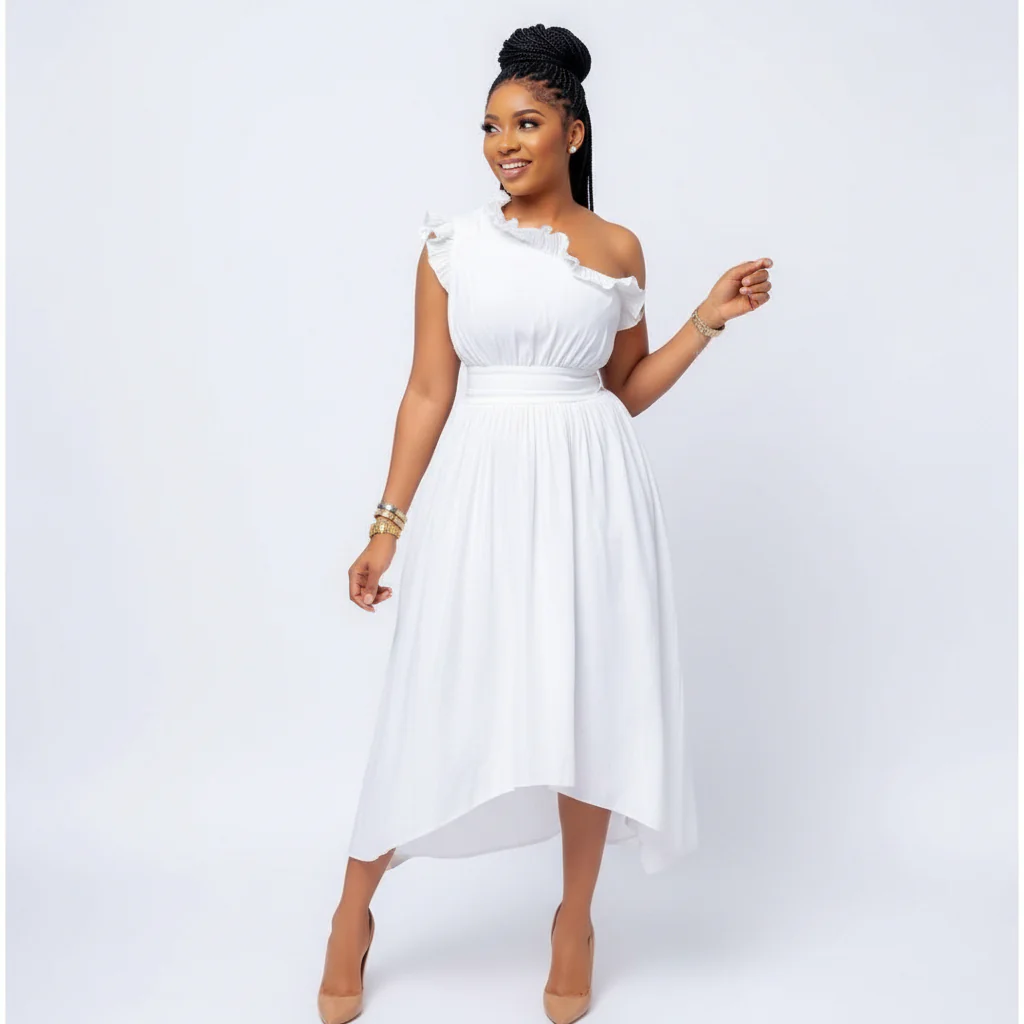 One Hand Off Shoulder Sleeveless Maxi Dress