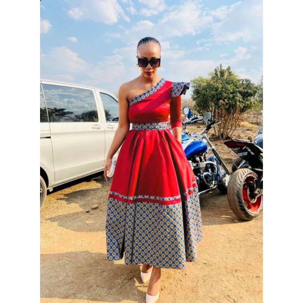 One Shoulder Ankara Dress - Image 4