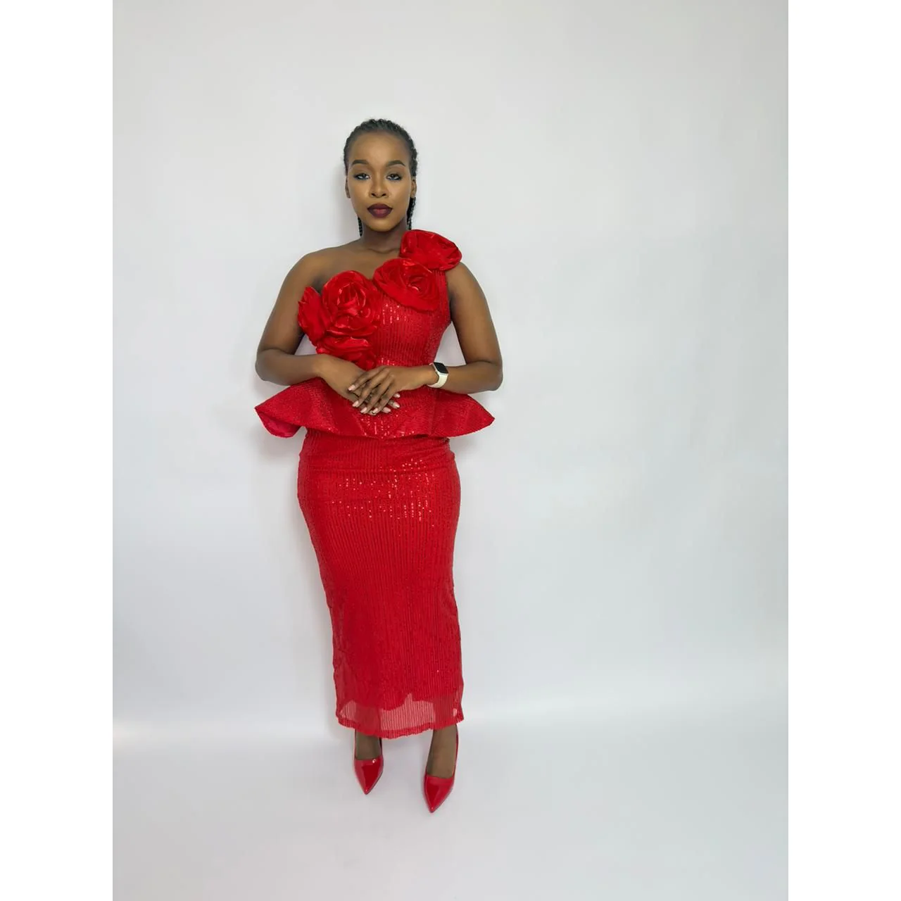 One Shoulder Bebllum Sequin Dress - Image 2