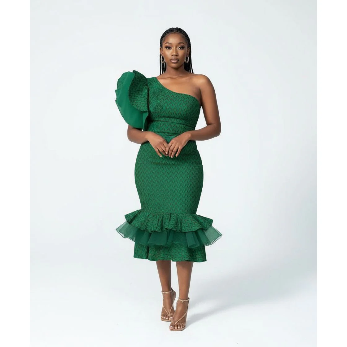 One-shoulder Dress with a Ruffled Hem - Image 3
