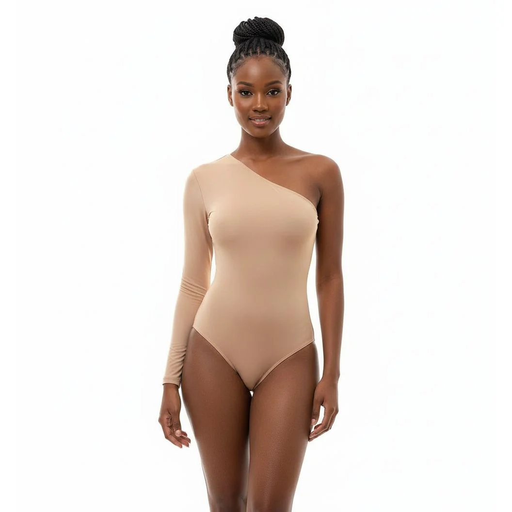 One Shoulder Long Sleeve Basic Bodysuit - Image 4