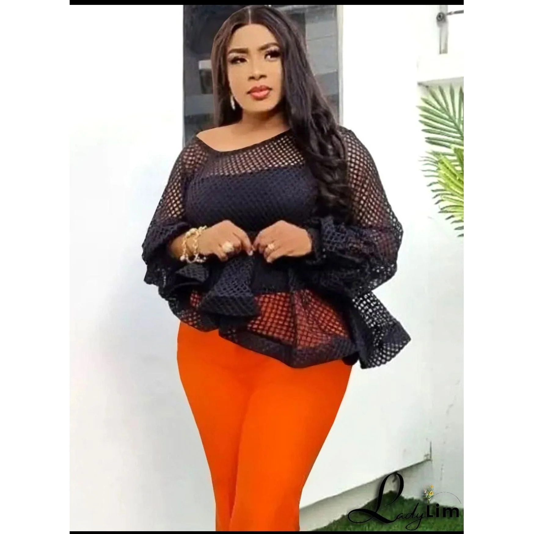 One Shoulder Off Sexy Hollow Out Camisas Top. - Image 2