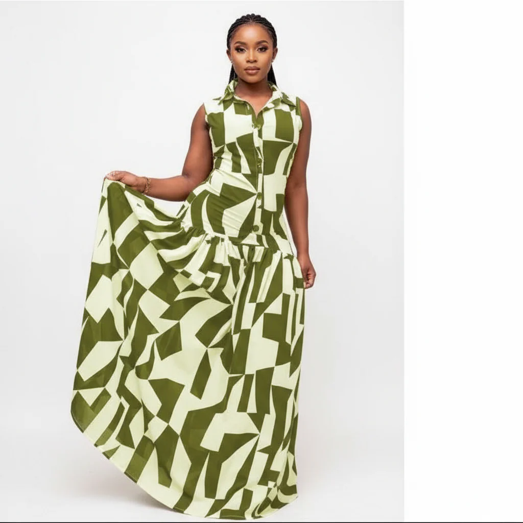 Short Sleeve Loose Solid Casual Maxi Dress with Pockets - Image 2