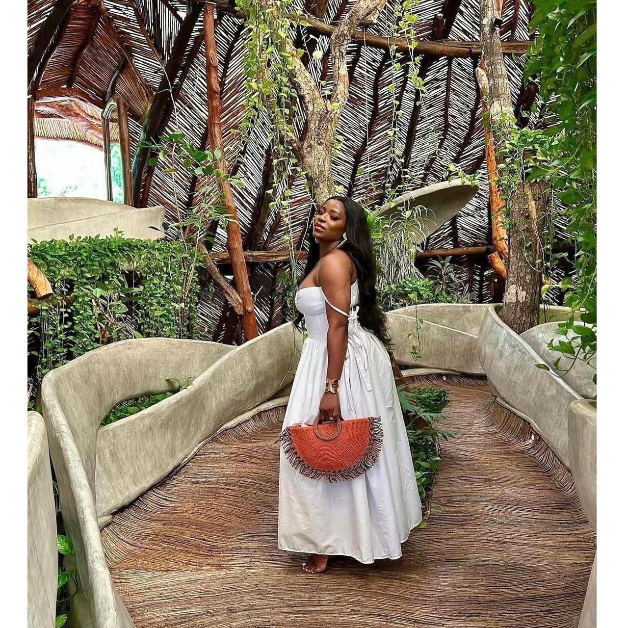 Spaghetti strap Lace Up Midi Dress. - Image 3