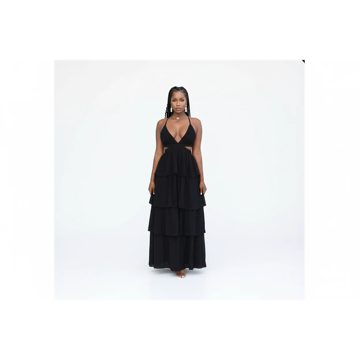 Open Back V-Neck Sleeveless Maxi Dress - Image 3