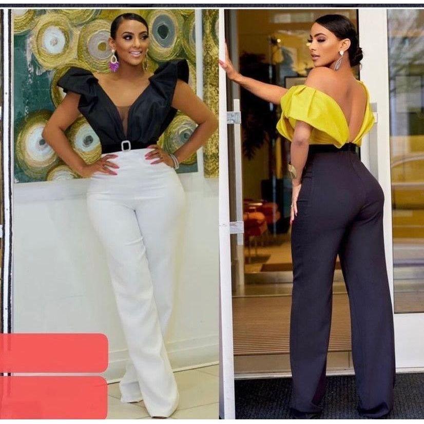 Open Neck Puff Shoulder Bodycon Jumpsuit - Image 3