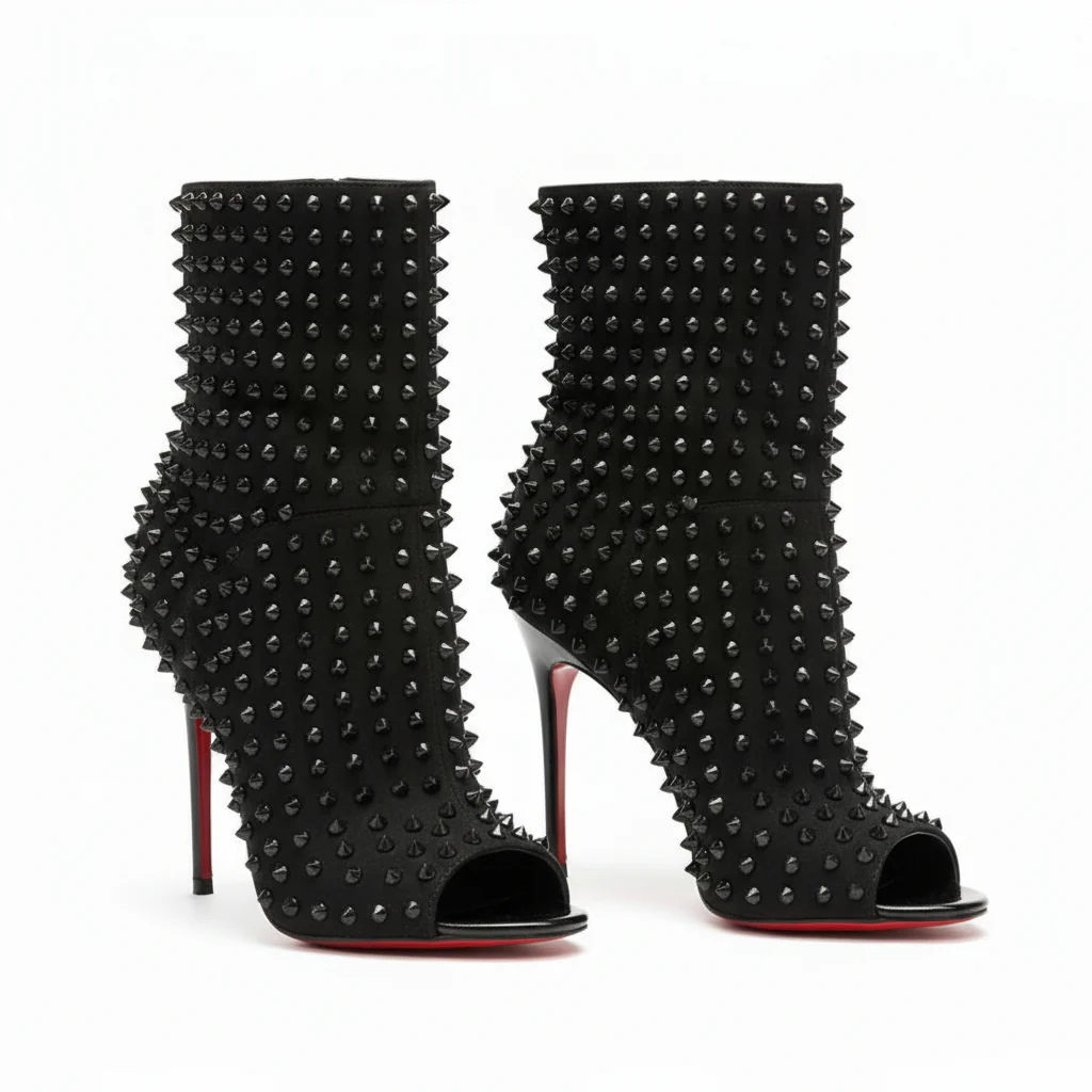 Open Toe Rivet Ankle Boots - Image 3