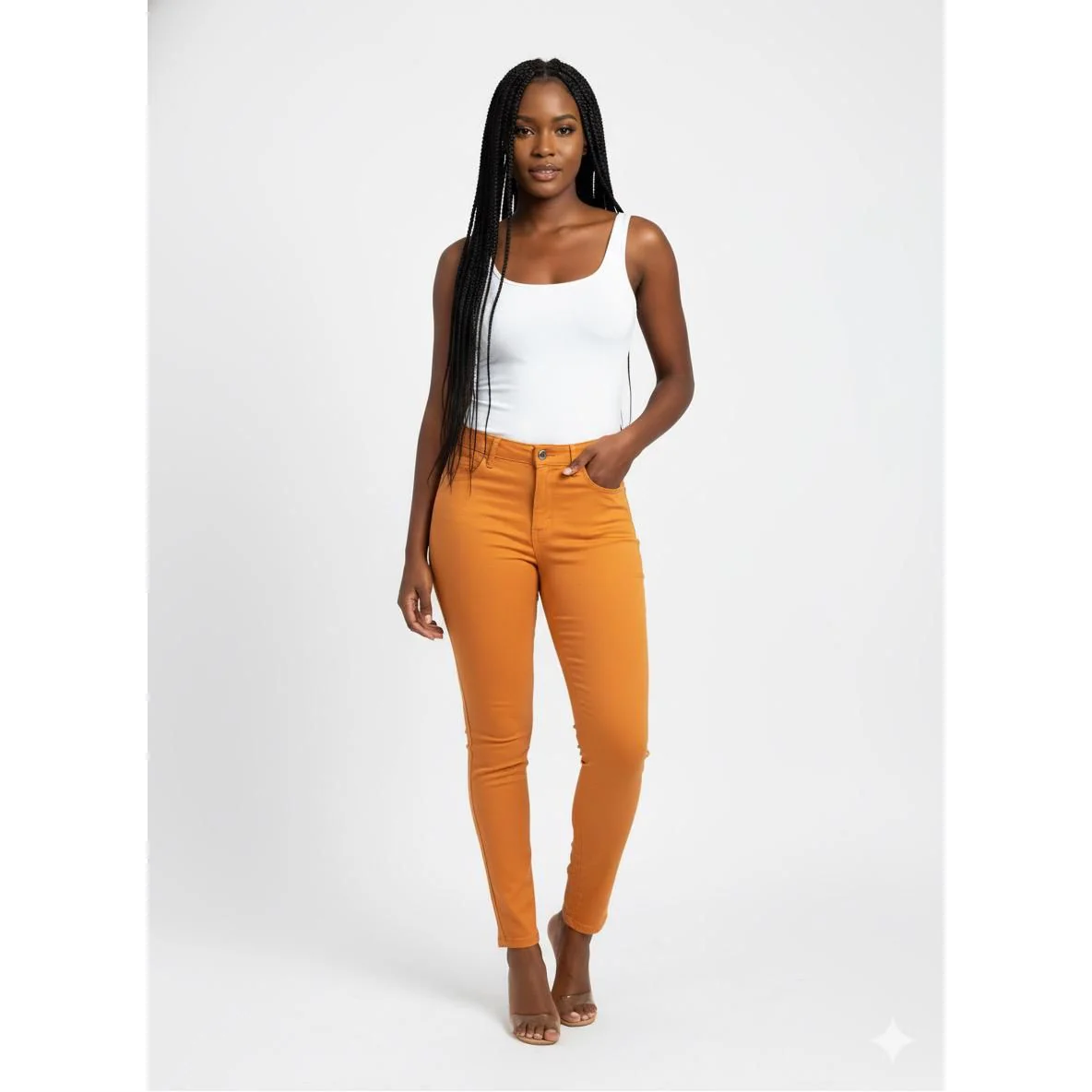 Orange High Waisted Coloured Jeans Pants