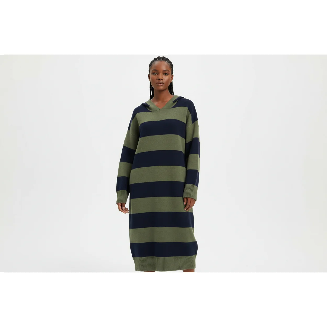 Oversized Winter Hooded Sweater Dress - Image 5