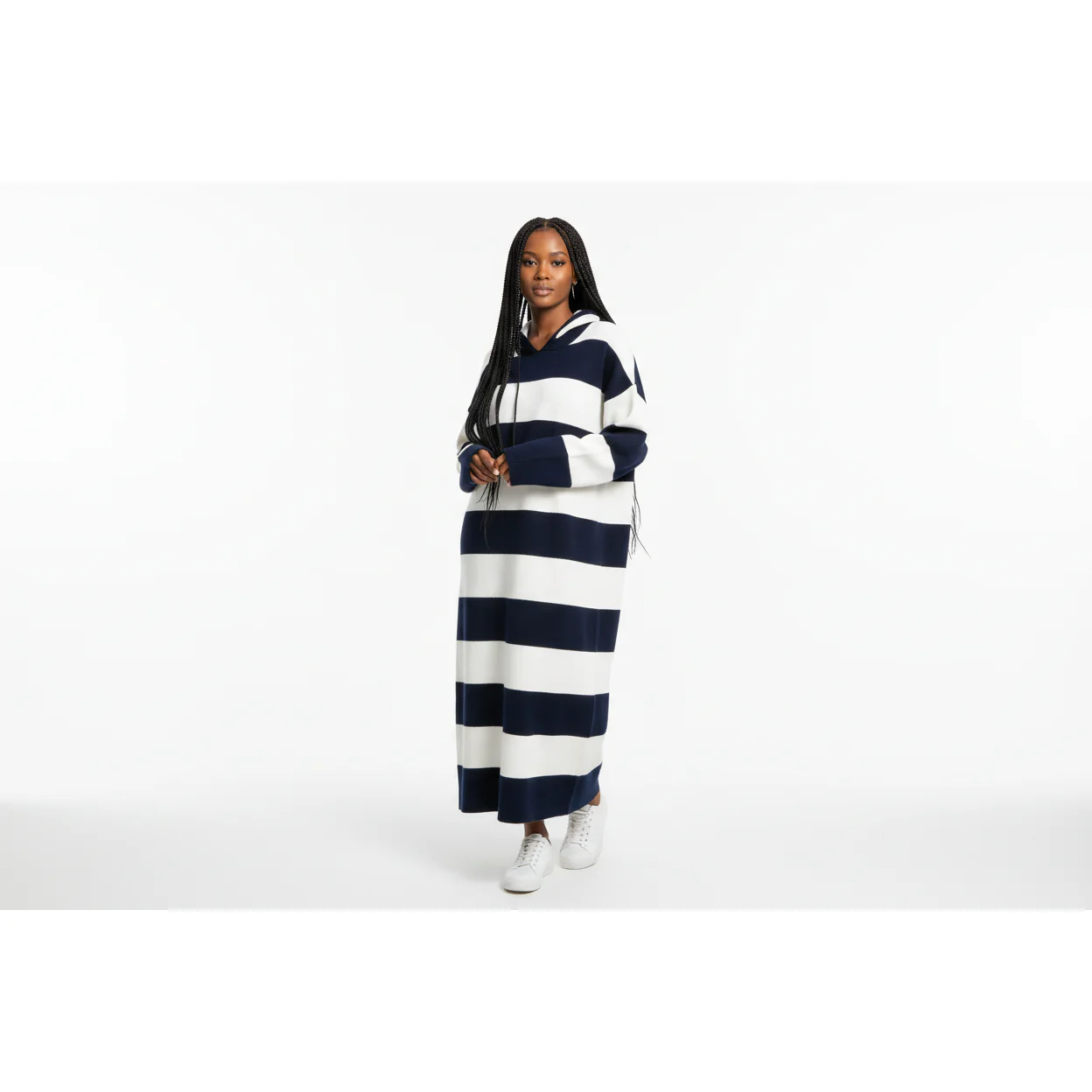 Oversized Winter Hooded Sweater Dress - Image 7