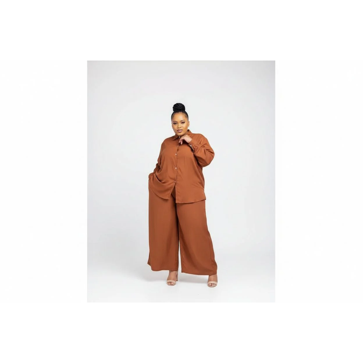 Palazzo Pant With Long Sleeve Shirt Set