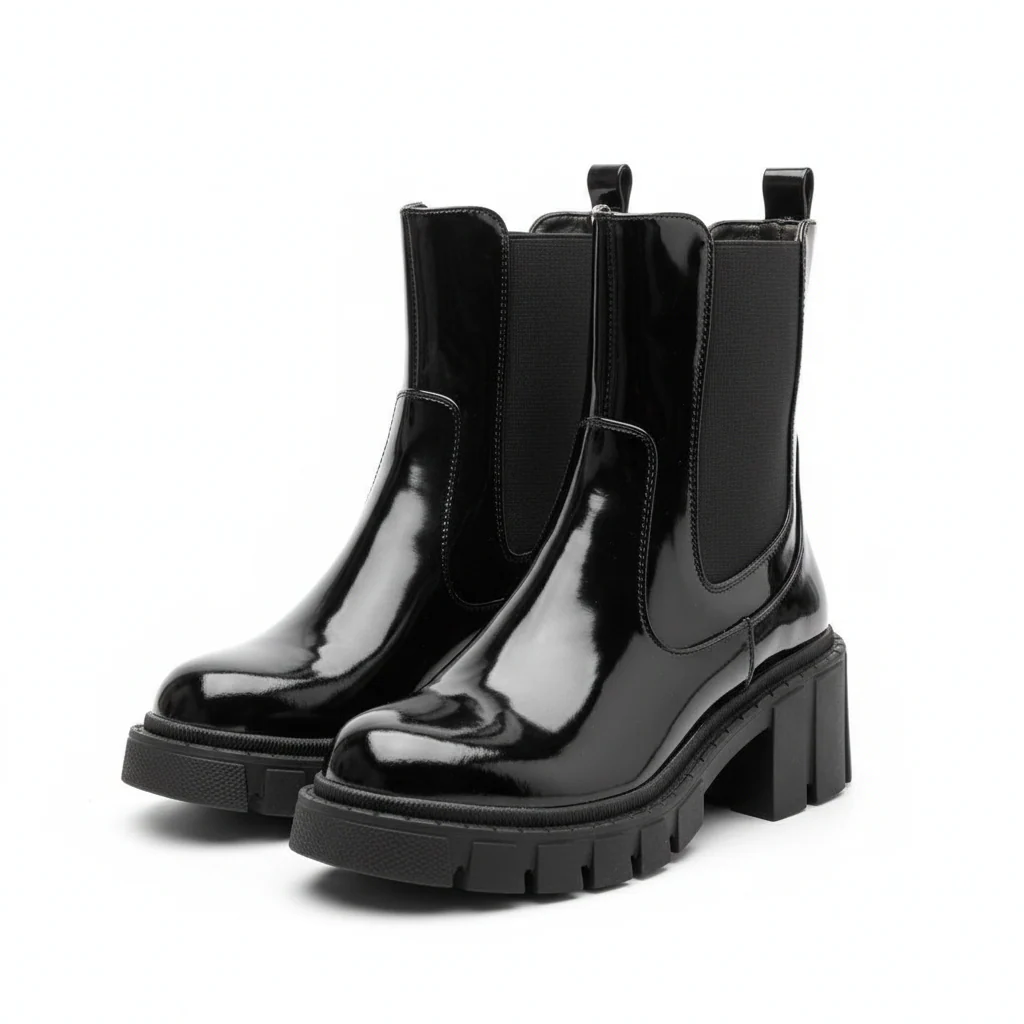 Patent Chunky Heel Boots - Image 2