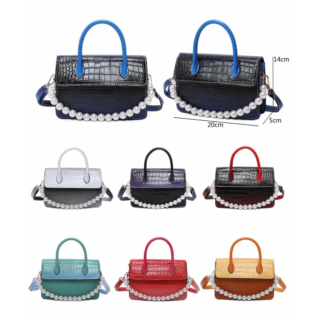 Pearl Chain Crossbody Small Square Bag - Image 3