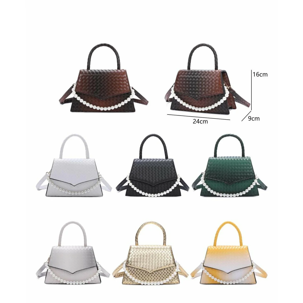 Pearl Chain Weave Tote Shoulder Messenger Bag - Image 3