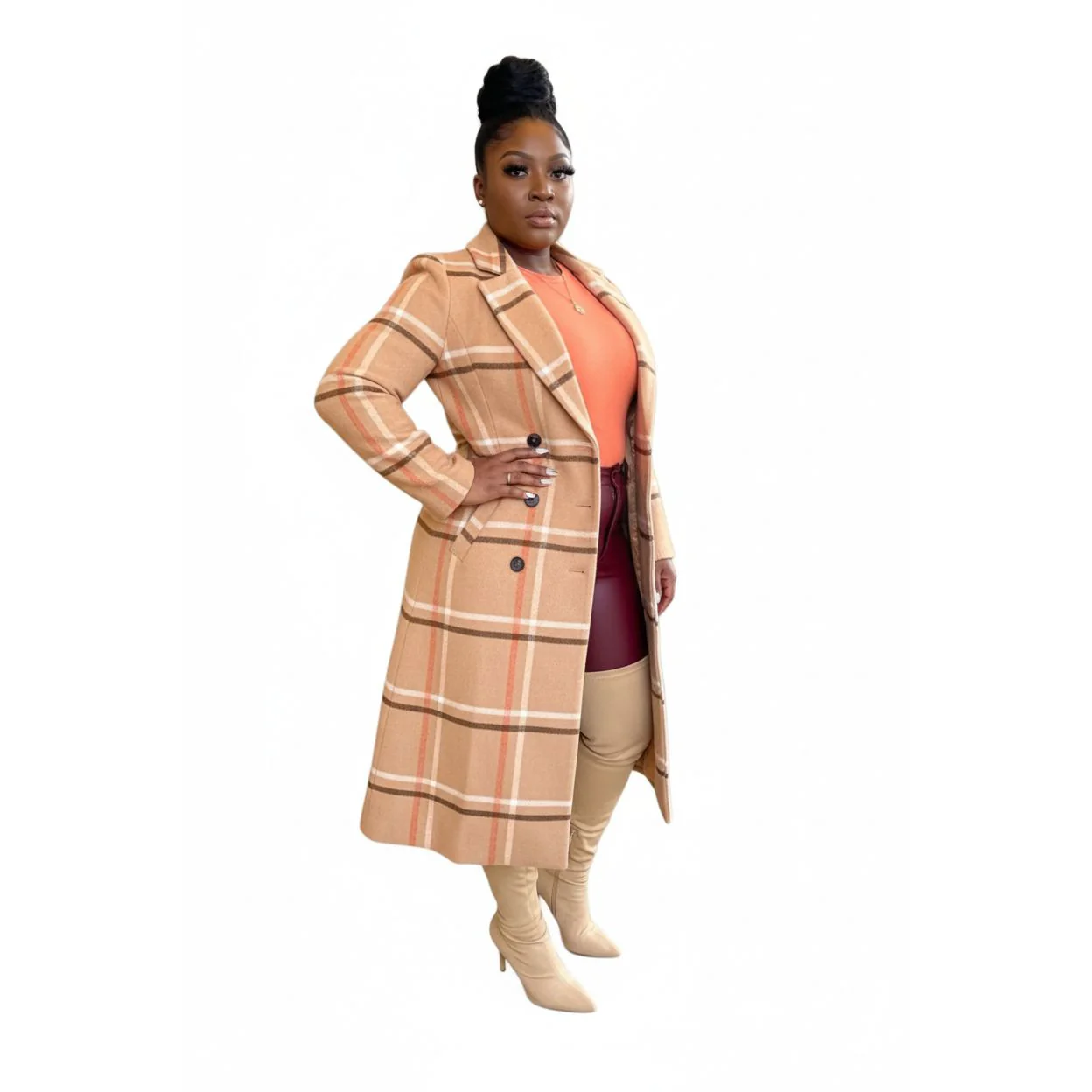 Plaid Double Breasted Coat