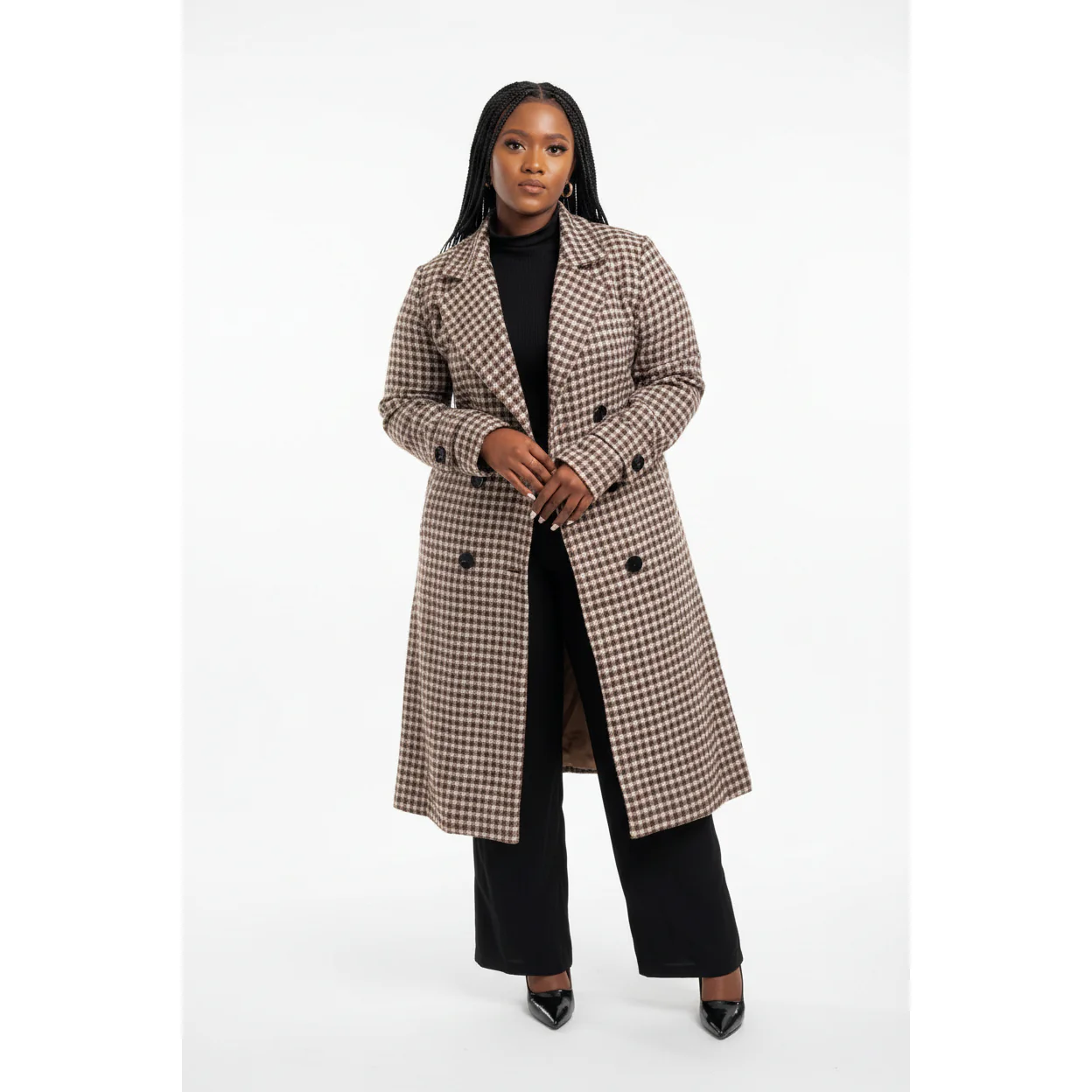 Plaid Double Breasted Coat