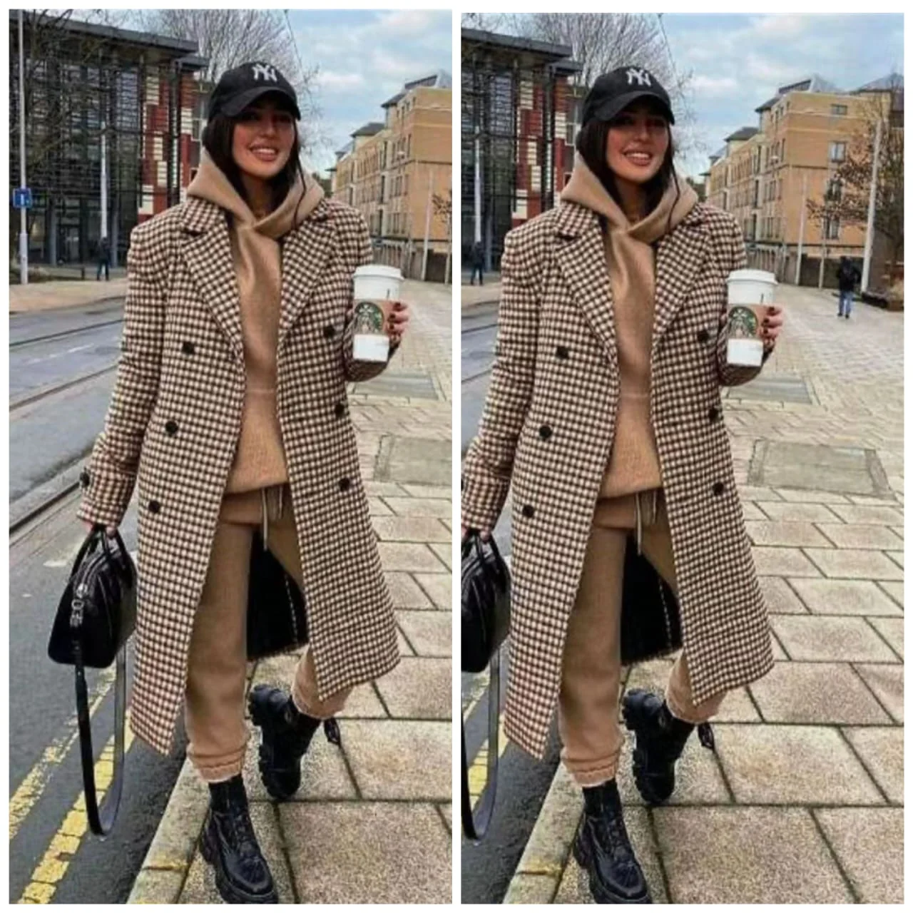 Plaid Double Breasted Coat - Image 8