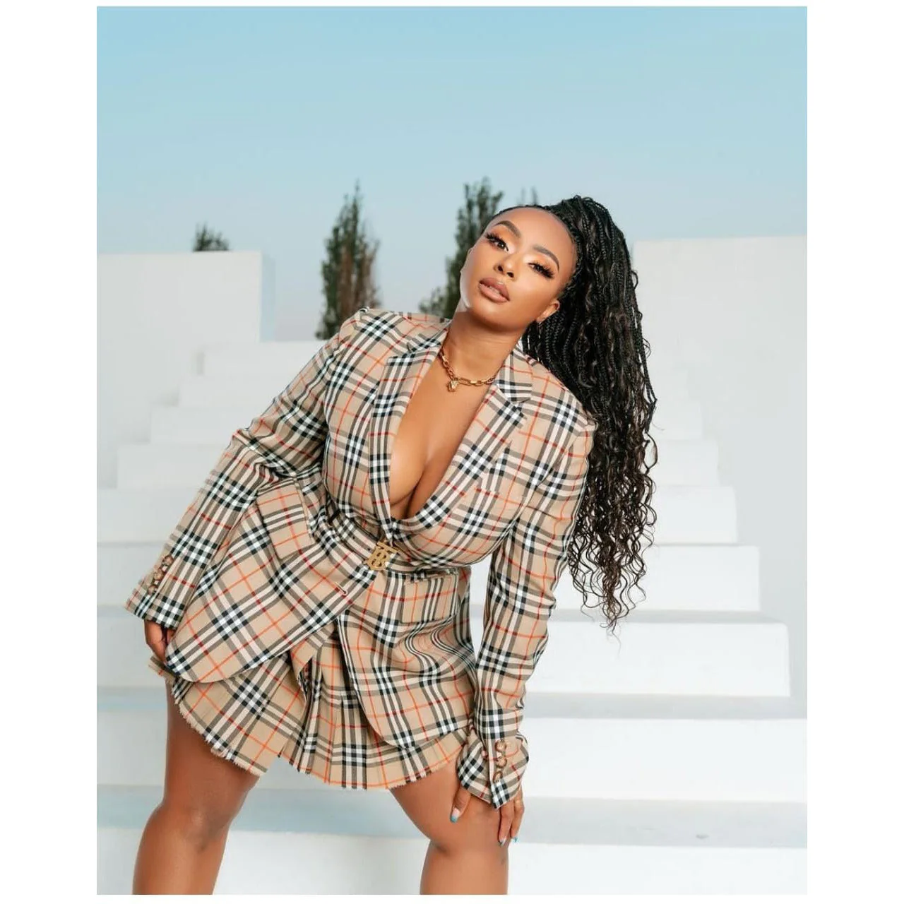 Plaid Mini Skirt and Blazer Set - Image 4