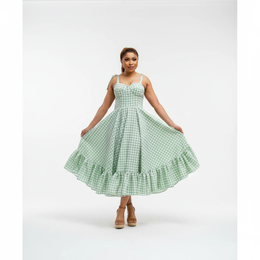 Plaid Printed Long Summer Dress