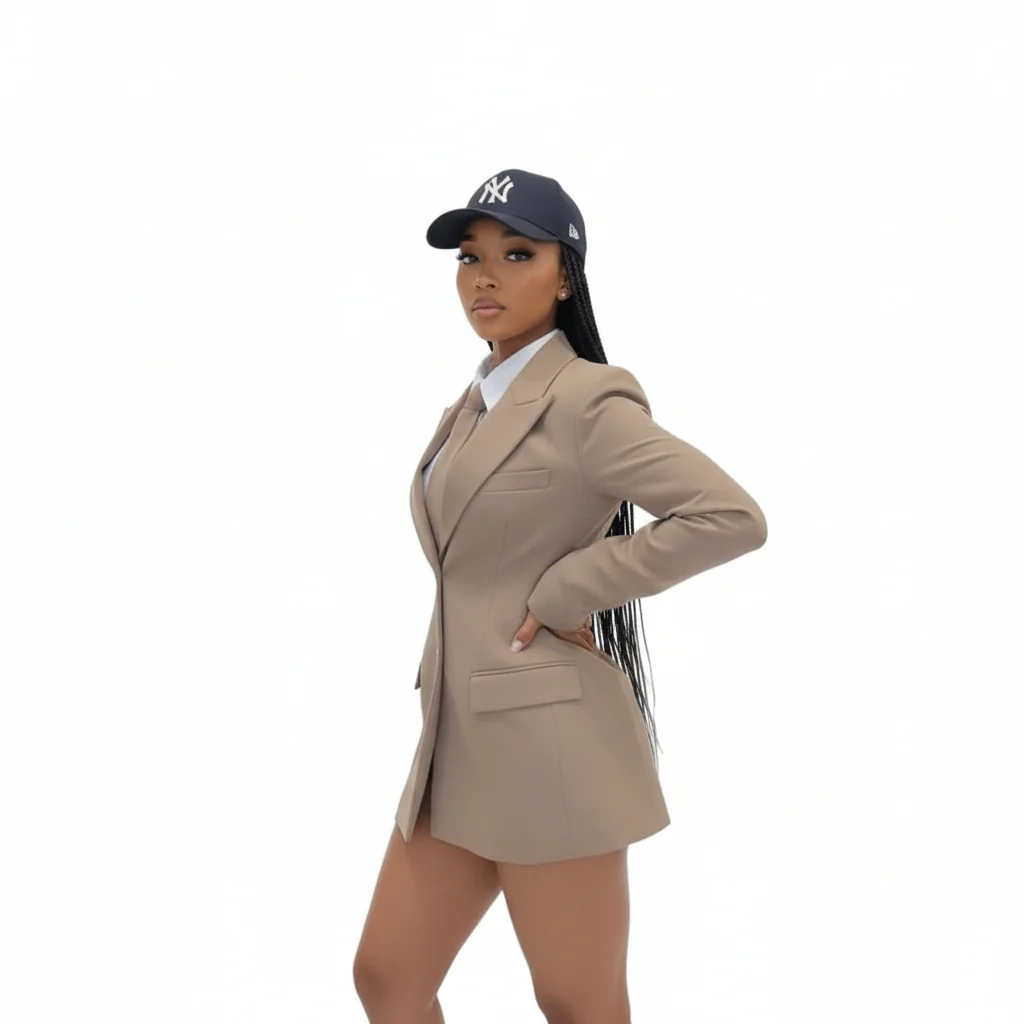 Plain Color Double-Breasted Blazer Mini Dress - Image 2
