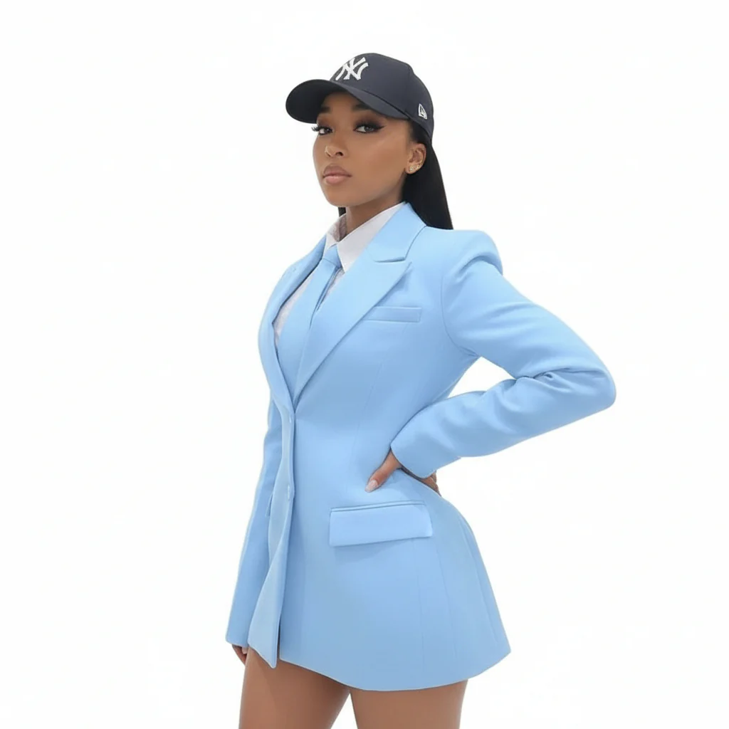 Plain Color Double-Breasted Blazer Mini Dress - Image 3