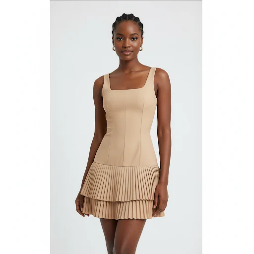 Plain Color Dream Girl Pleated Dress - Image 2