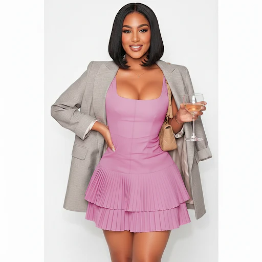 Plain Color Dream Girl Pleated Dress - Image 5