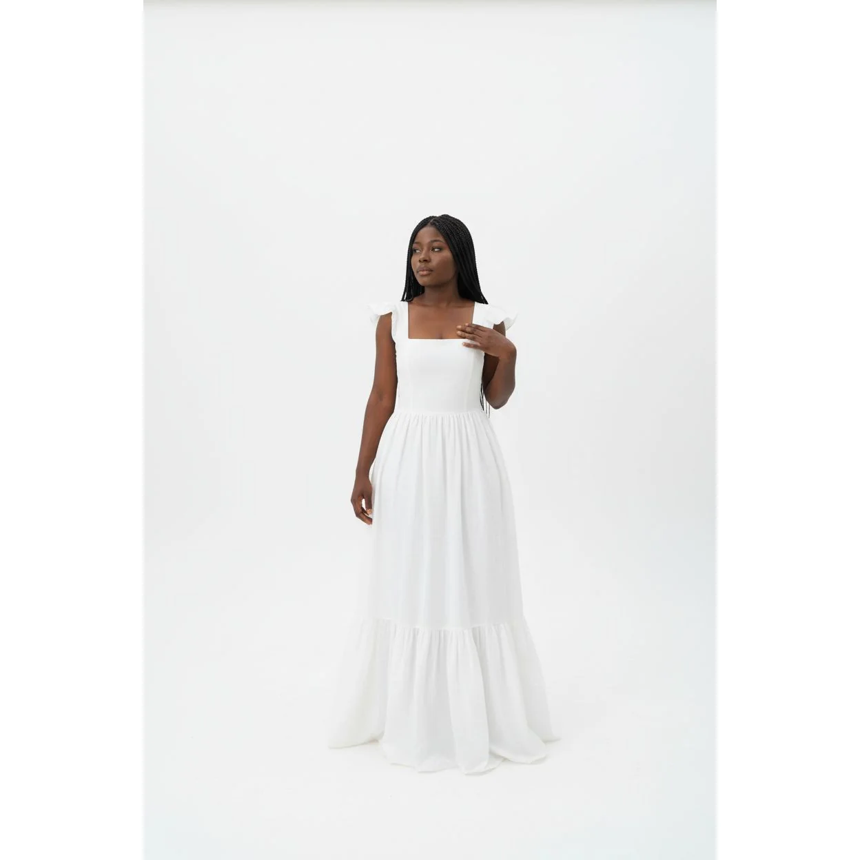 Plain Color Strap Shoulder Ruffle Hem Holiday Cami Dress - Image 2