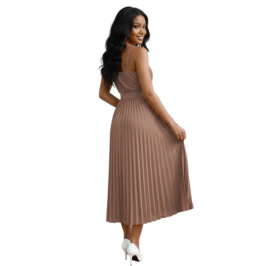 Pleated A Line Sun Cocktail Midi Dress - Image 2