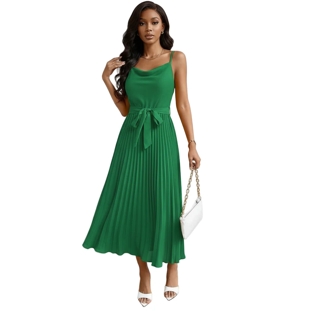 Pleated A Line Sun Cocktail Midi Dress - Image 4
