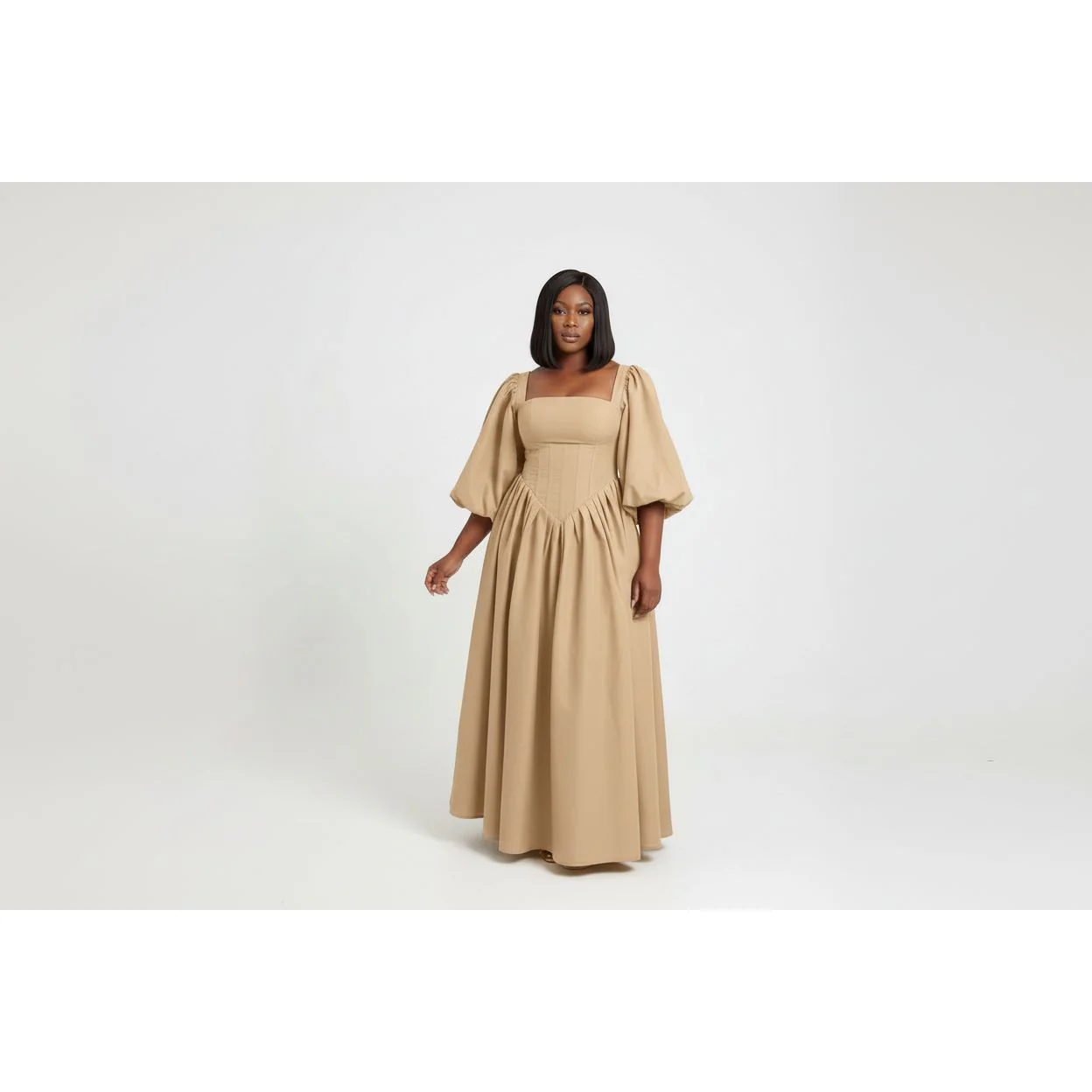 Pleated Elegant  Flared Sleeve Maxi Dress - Image 2