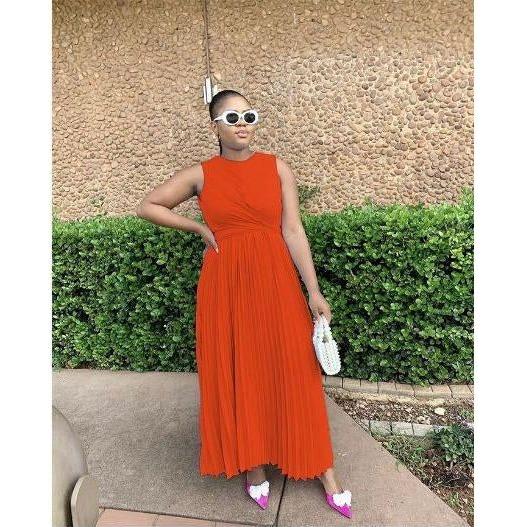 Pleated A-line Midi Dress - Image 2