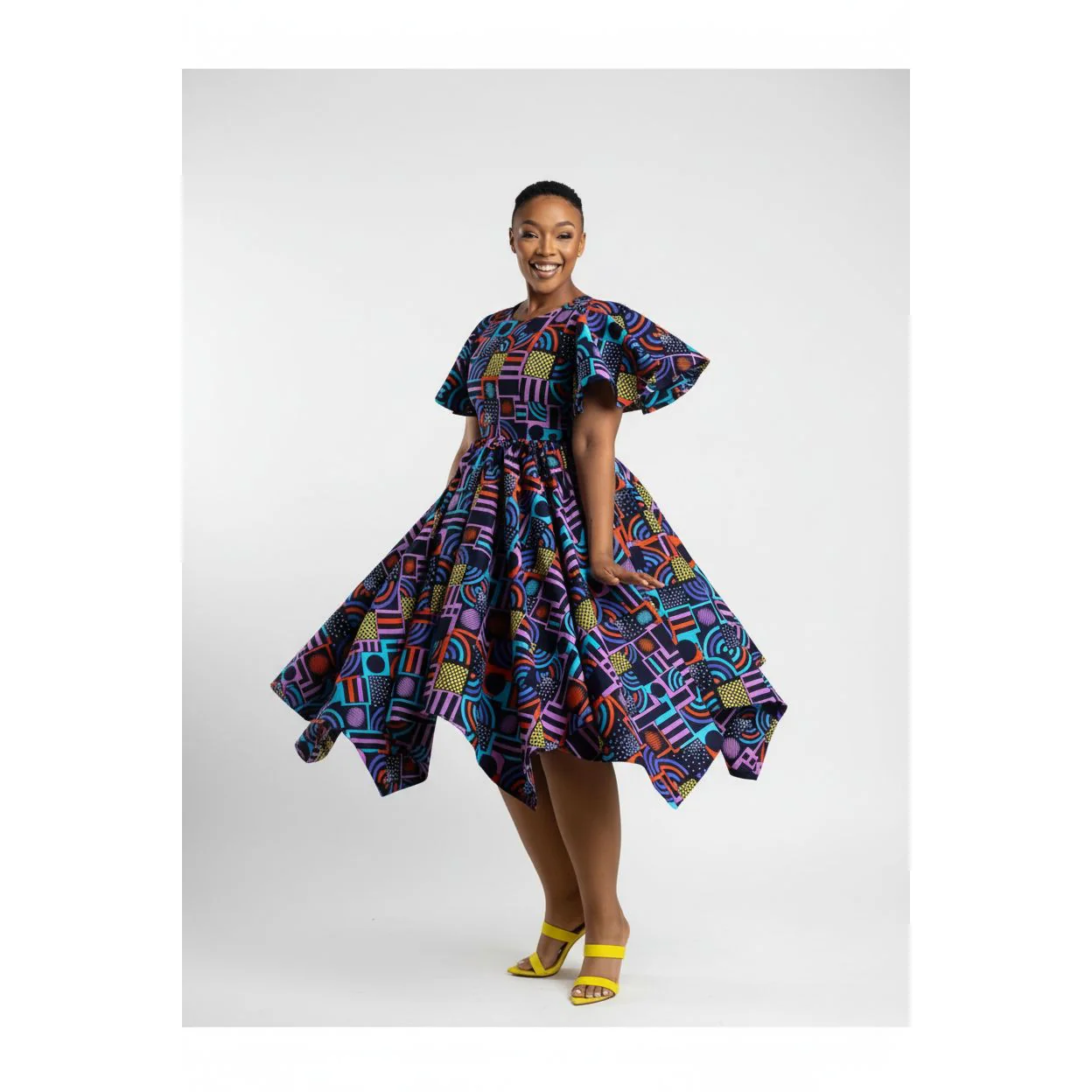 Pleated High Waist Ankara Dress