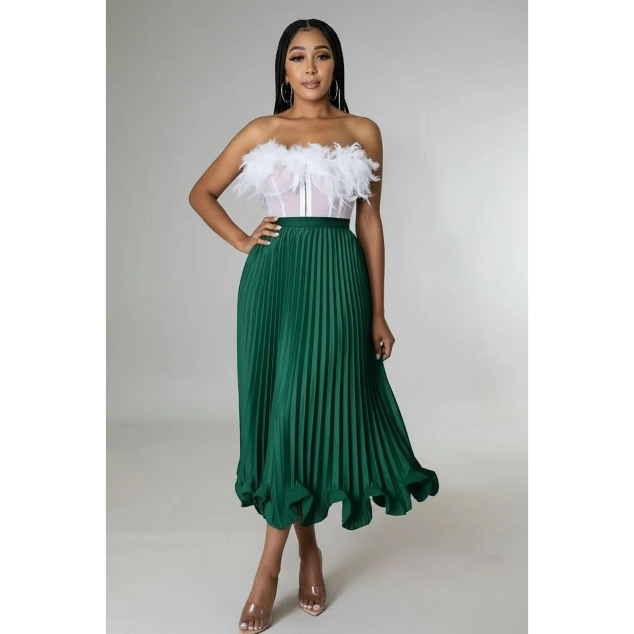 Pleated high Waisted Ruffle Skirt - Image 2