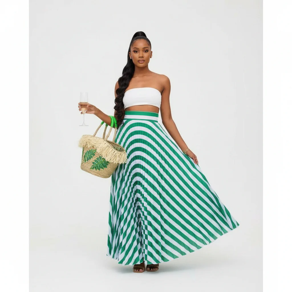 Pleated Long Skirt - Image 2