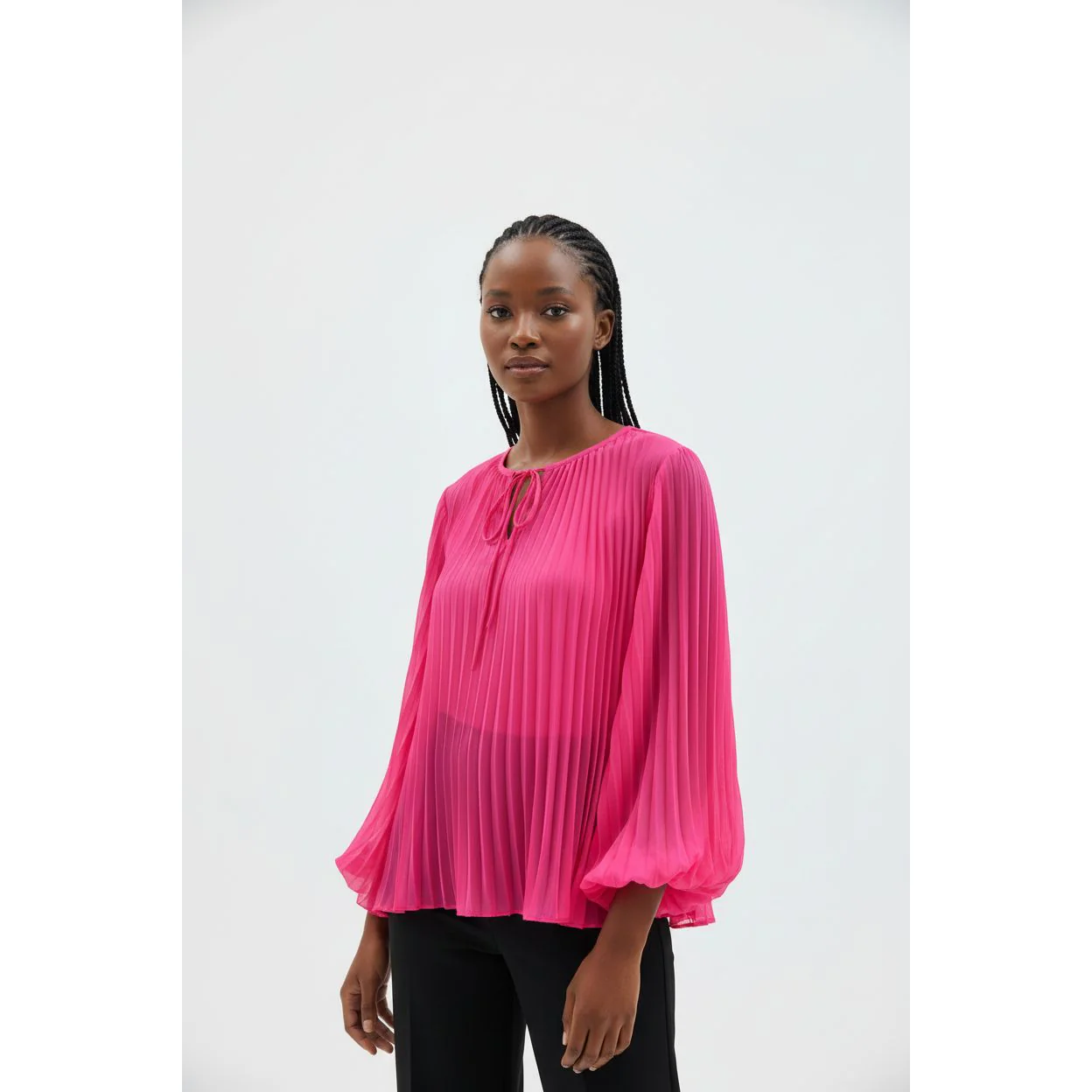 Pleated Long Sleeve Blouse - Image 2