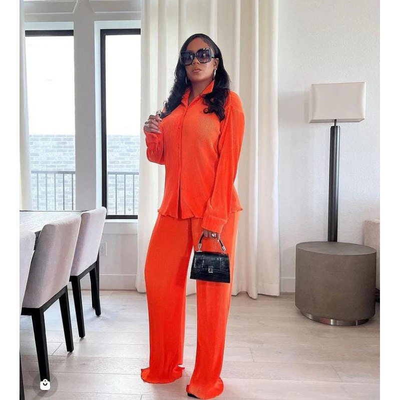 Pleated Shirt & Trousers Two Piece Sets - Image 2
