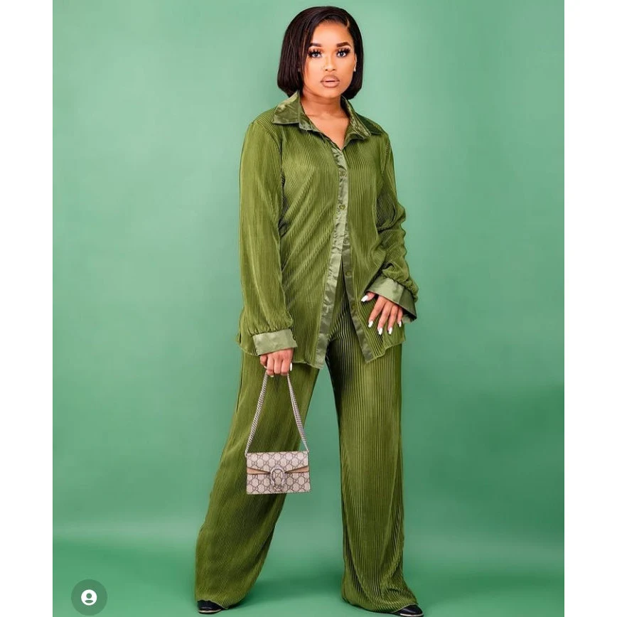 Pleated Shirt & Trousers Two Piece Sets - Image 7