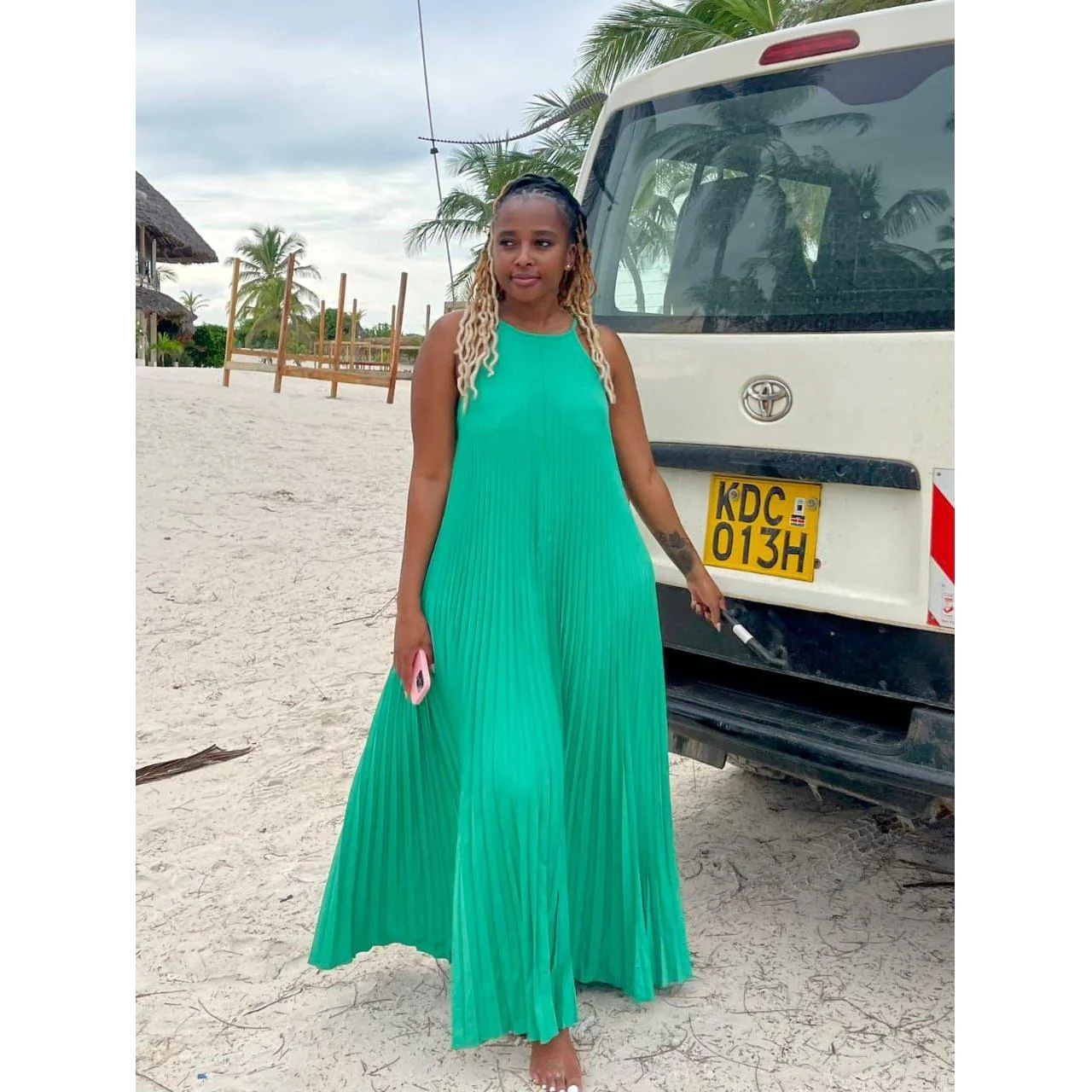 Pleated Short Sleeve Maxi Dress - Image 8