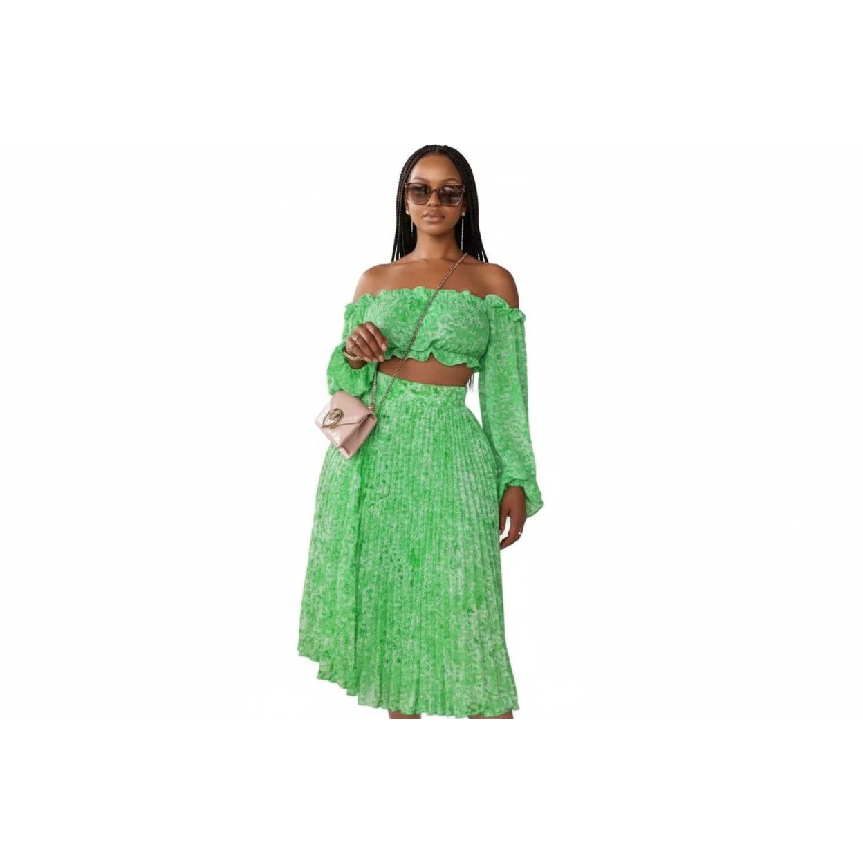 Pleated Skirt and Boob Tube Crop Set - Image 3